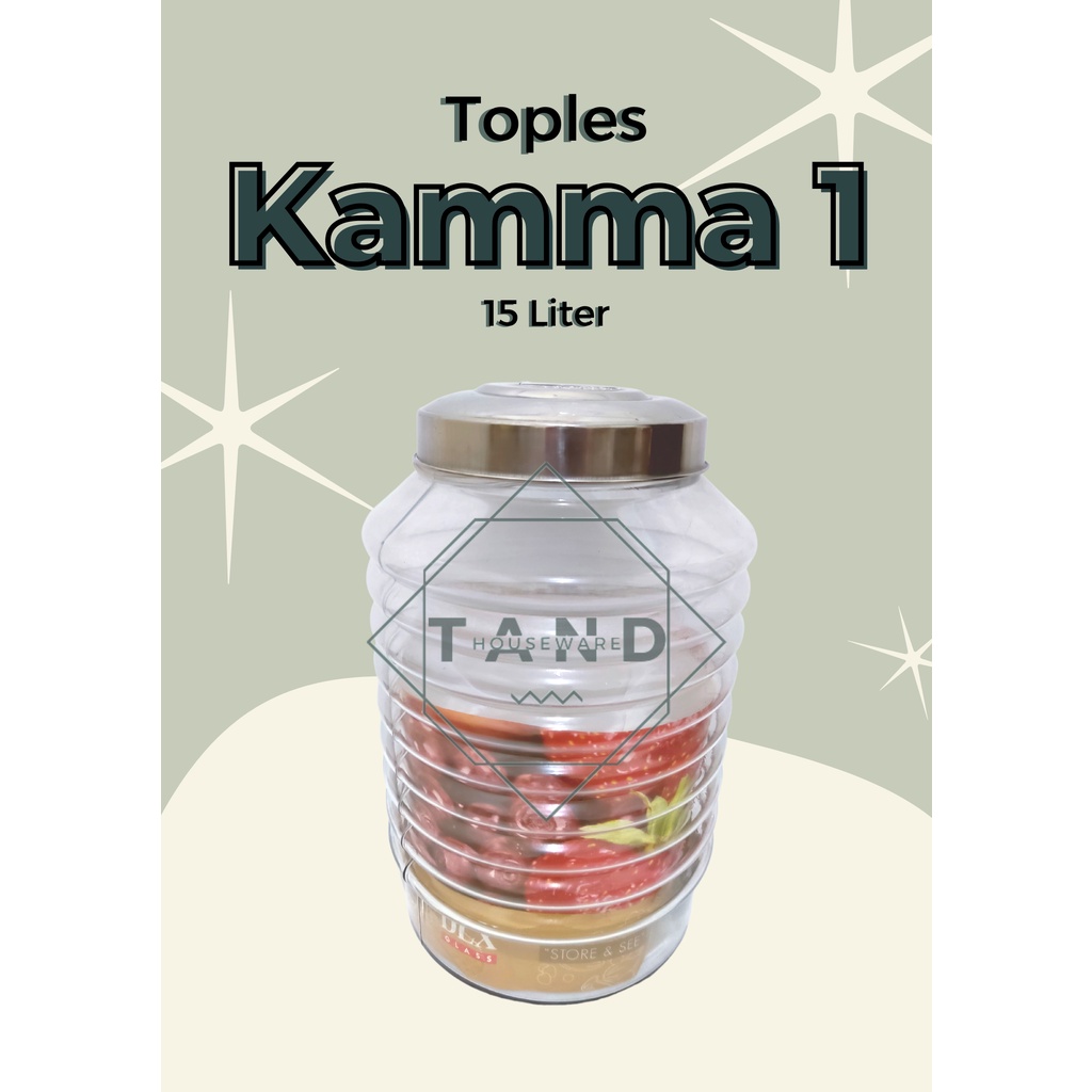 TOPLES KACA KEDAP UDARA DLX KAMMA 1 GLASS JAR UKURAN 15 LITER