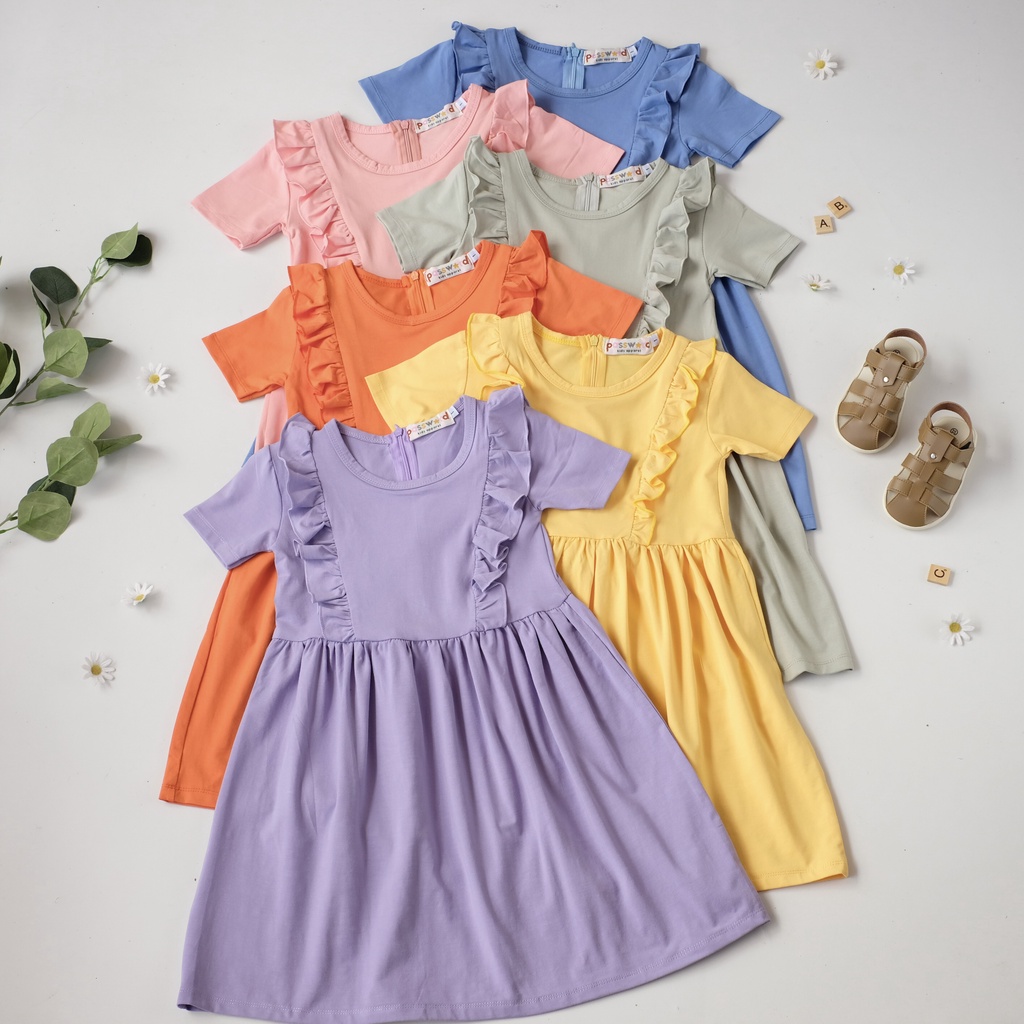 HEYBABY-Password Dress Olive 190 dress anak perempuan bayi motif lucu 6 Bulan - 6 Tahun