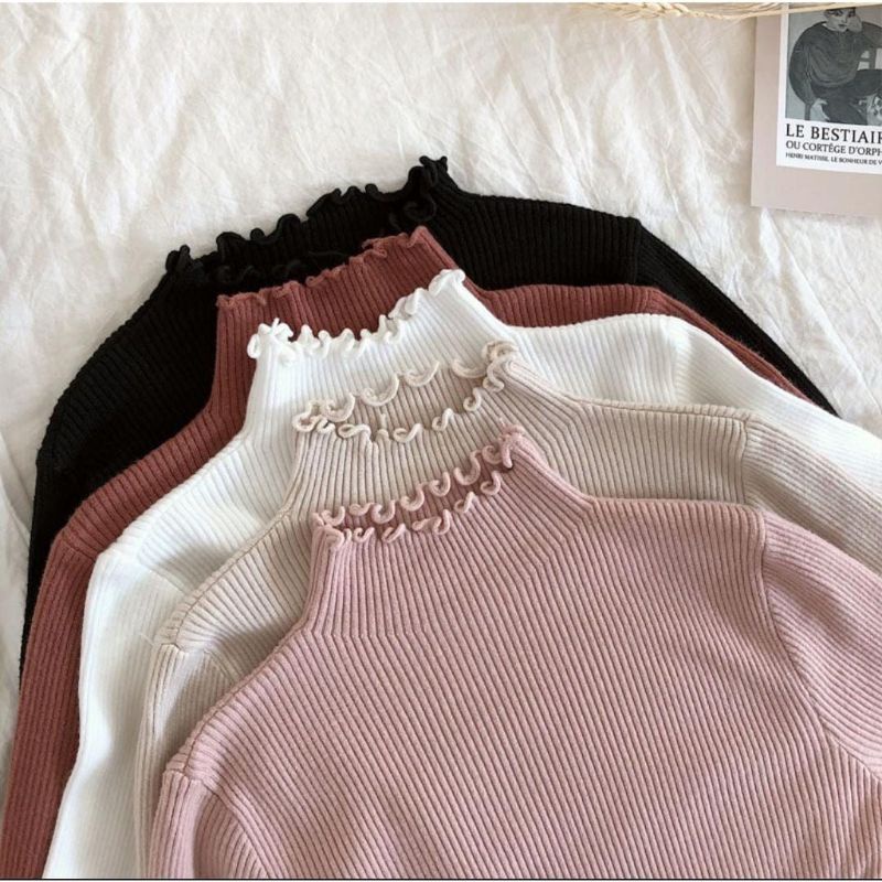 Rajut daisy curly sweater/inner knit longsleeve