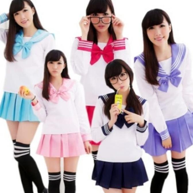 Sepa Seragam Sekolah Jepang Sailor Seifuku Lengan Panjang Cosplay
