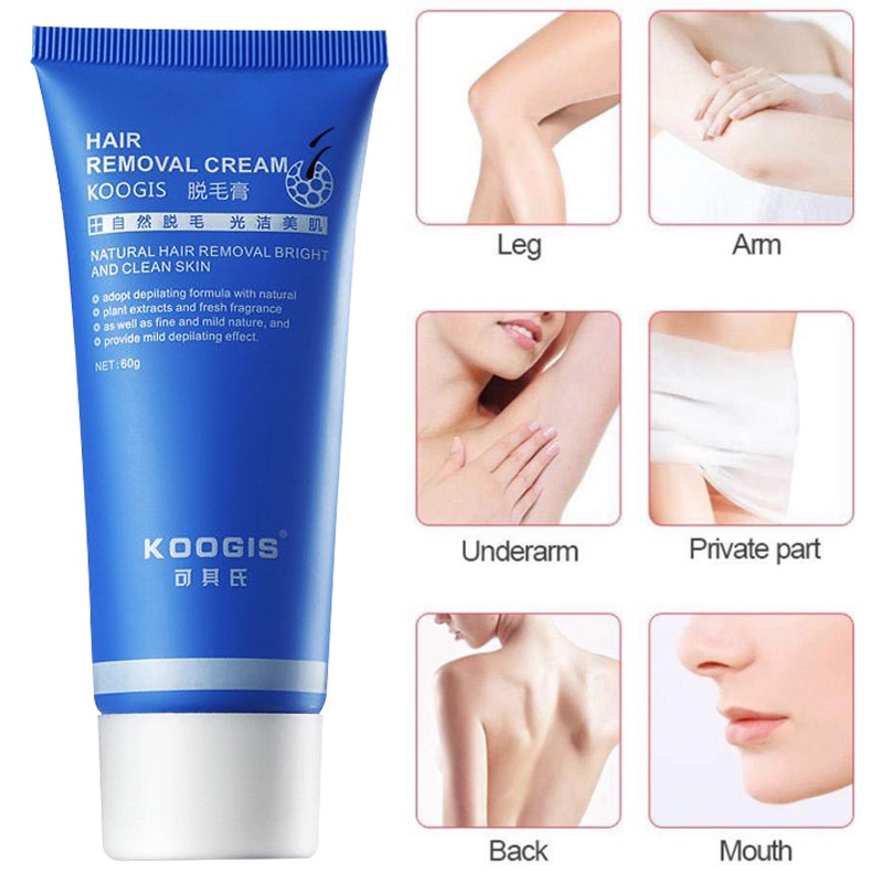 【COD】KOOGIS Krim Penghilang Bulu / Penghilang Bulu Permanen / Cream Perontok Bulu / Perontok Bulu Permanen / Hair Removal Cream 60ml - Men Women Powerful Permanent Stop Hair Growth Inhibitor