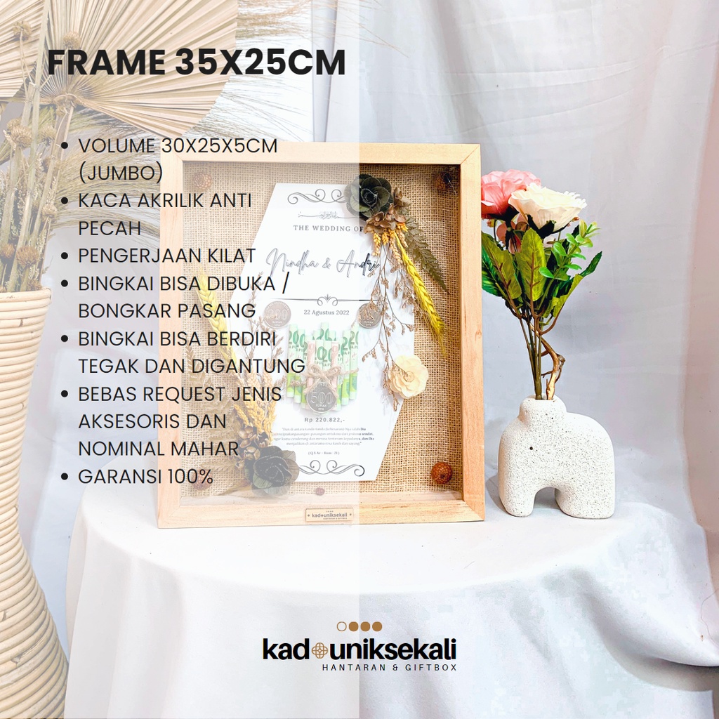 TANPA PO!!! Custom Mahar Rustic / Frame mahar rustic / Mahar Murah 3D Jumbo