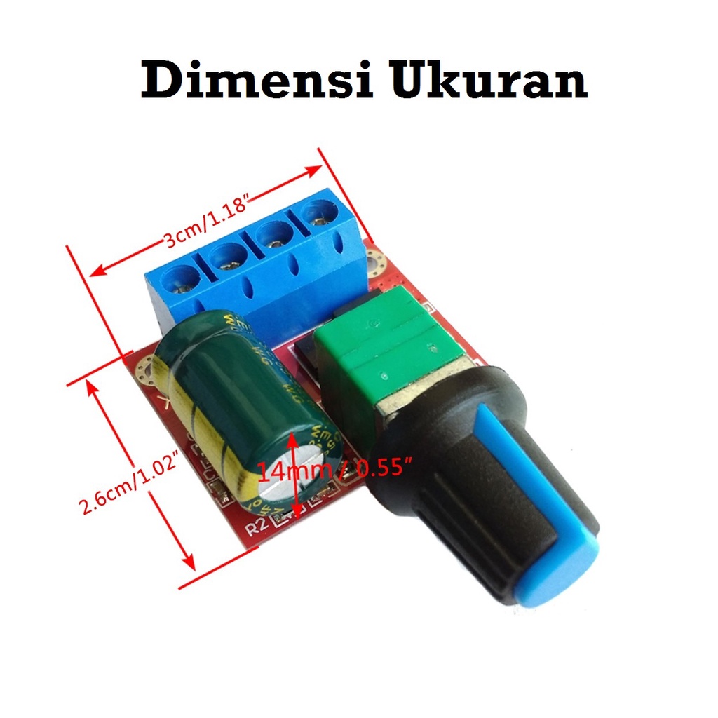 [HAEBOT] Mini Dimmer DC 5A 5-28V Motor Speed Controller Regulator Pengontrol Kecepatan Dinamo PWM 90W Module Adjustable Switch Kontrol Potensiometer Duty Cycle