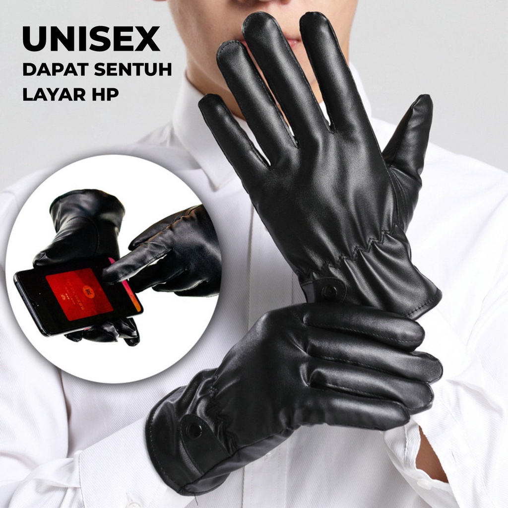 Sarung Tangan Motor Unisex Glove Leather Design Touchscreen Finger RIDER