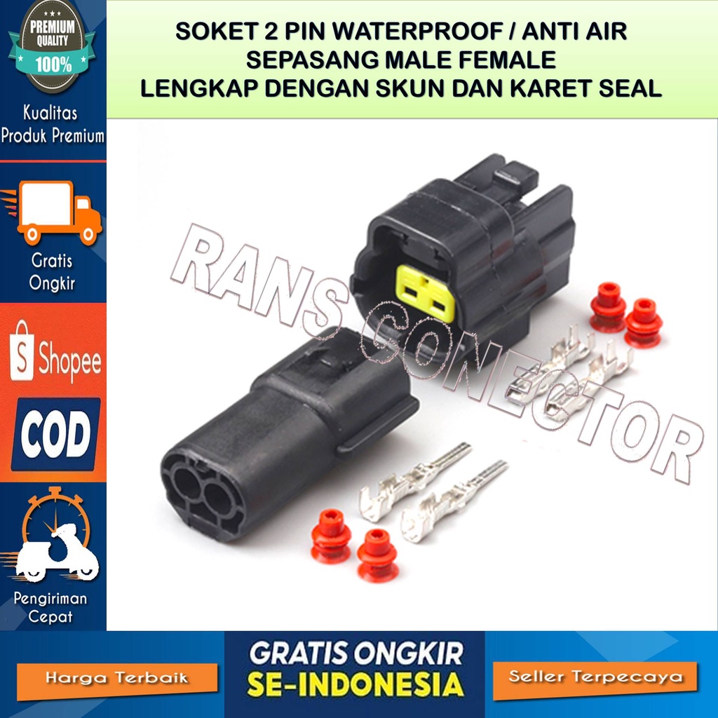 SOKET CONNECTOR 2 PIN ECT TEMPERATURE TOYOTA AGYA AYLA - ECT Temperatur Agya Ayla Set Cewek  Cowok