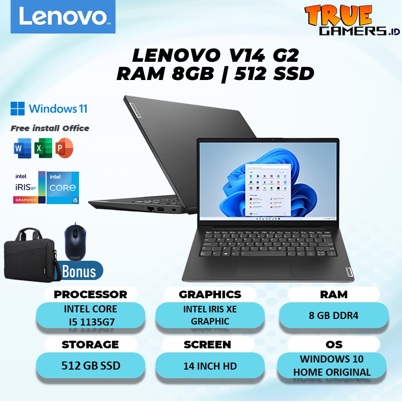 Laptop Lenovo V14 G2 intel  I5 1135G7 RAM 16GB 512SSD