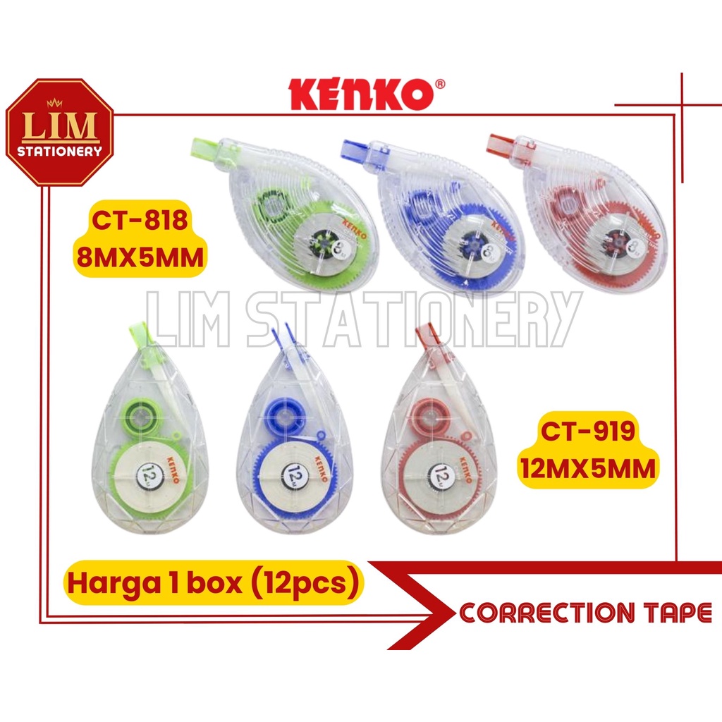 

TIP EX KERTAS / CORRECTION TAPE (12PCS) KENKO CT818 & CT919