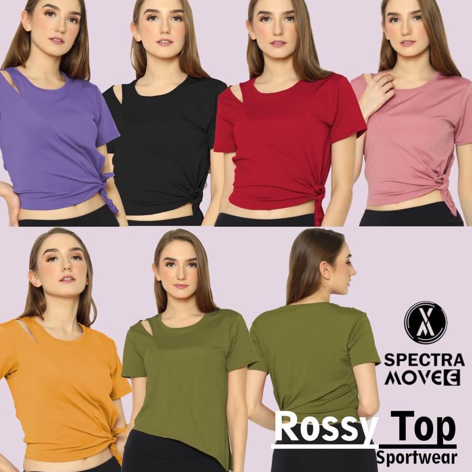 MENARIK Baju senam ROSSY TOP kaos crop atasan senam baju zumba kaos senam baju sport bandung