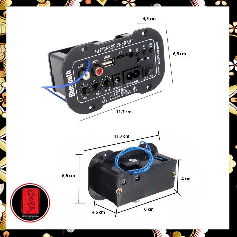 TaffSTUDIO Amplifier Board Audio Bluetooth USB Radio TF DIY 30W - AW-322 - Black