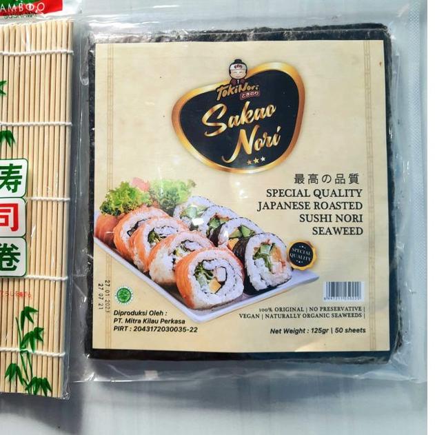 

♣ Paket bahan sushi nori 50 lembar + bambu sushi 1 halal rumput laut seaweed murah sakao nori ✲