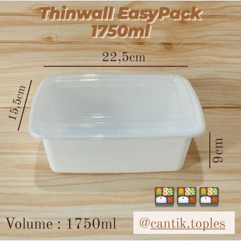 Thinwall EasyPack 1750ml/1000ml/750ml/700ml/650ml White Series - Thinwall Putih / Thinwall Box /25pc