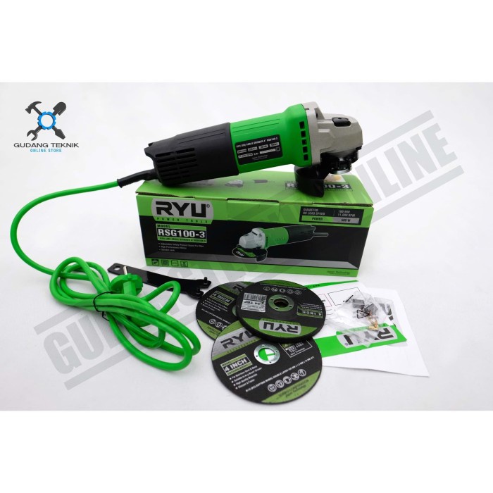 Mesin Gerinda Tangan 4&quot; Listrik 580 Watt RSG100-3 RYU / Electric Angle Grinder Disc 4 Inch Grenda Listrik 580W RSG 100-3 RYU