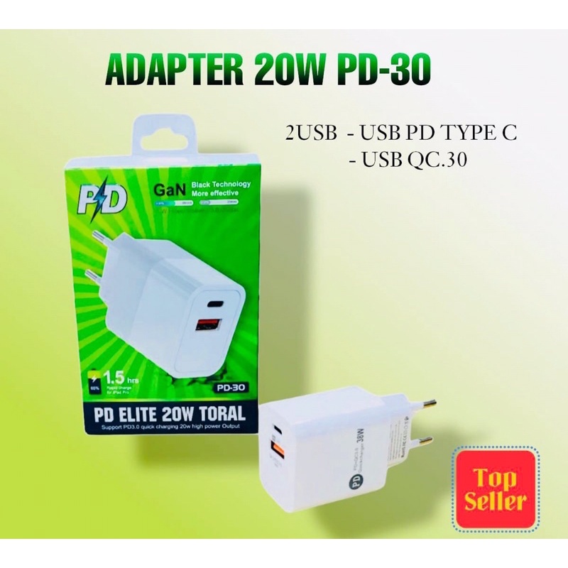 Original Batok Kepala Charger 20W Pd-30 Travel Adaptor