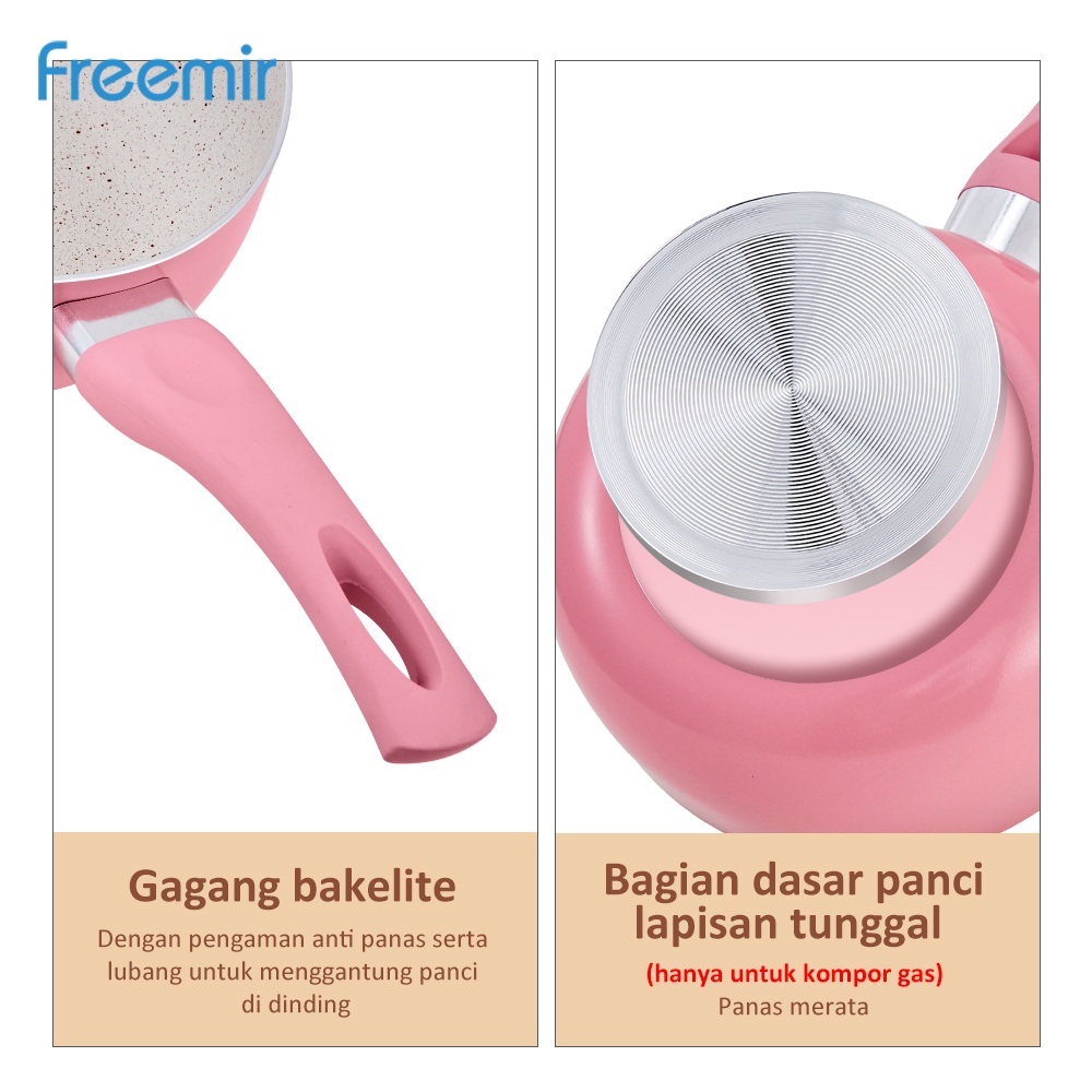 freemir Sakura Series Panci Rebus dan Wajan Penggorengan 16 cm Single Bottom