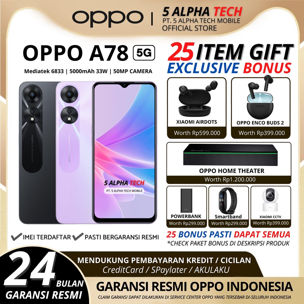 OPPO A78 5G NFC 8/256 8/128GB ( +8GB EXTENDED RAM ) GARANSI RESMI OPPO