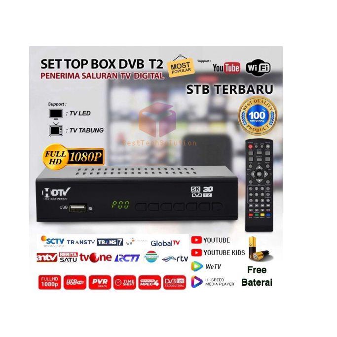 Set Top Box STB TV Siaran Digital DVB T2 Receiver HDTV 5K Original - UNIT & RCA