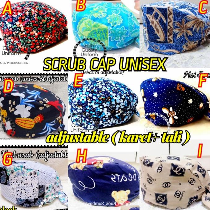 DISKON Hat scrub batik.medical hat. topi kain batik .penutup kepala MURAH