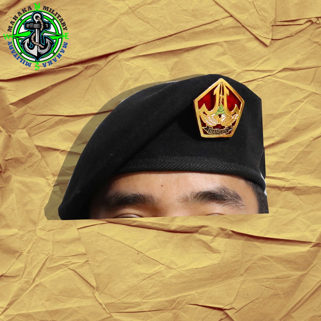 RK baret banser merk camel +emblem/ baret coklat original camel