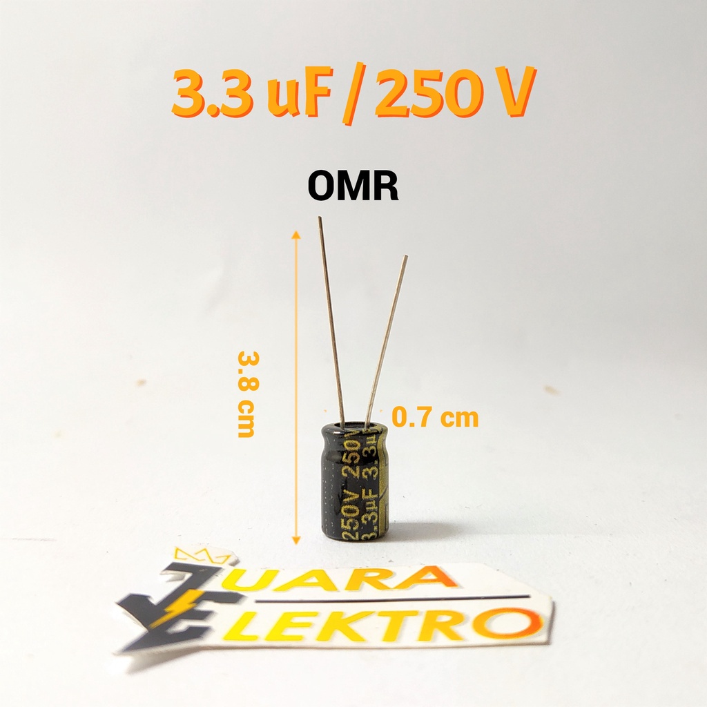 KAPASITOR ELCO 3.3uF / 250V (1 Pcs) | Capasitor Elko 3.3 uF/250 Volt