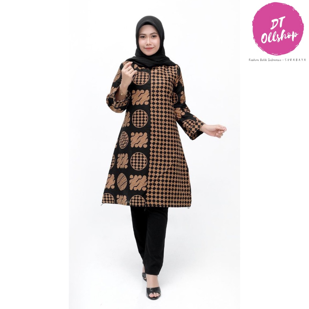 DT OLLSHOP - Dress Batik Wanita / Baju Tunik Seragam Kerja Cewek