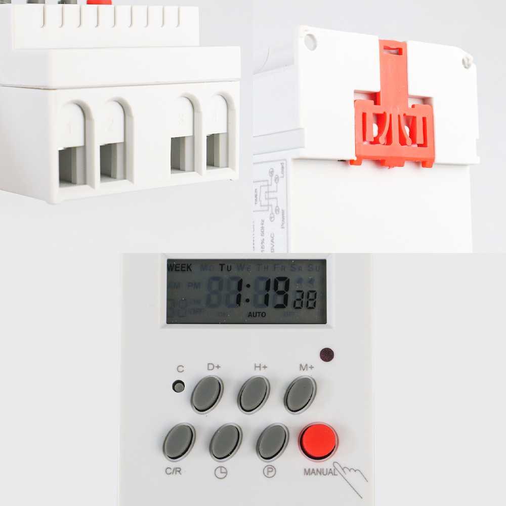 MCB Power Timer Programmable Time Switch Relay 25A 220V - KG316T-II - White