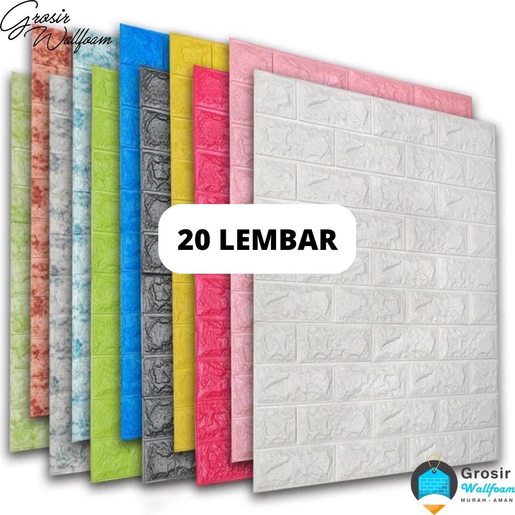BISA COD PERPAKET (20 LEMBAR) Wallsticker Stiker Dinding Motif 3D Brick BATA Halus 70 X 77 CM / Wall