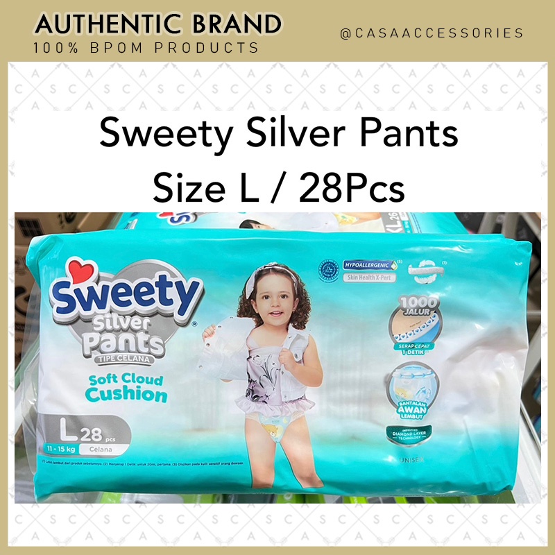 SWEETY Silver Pants Popok Celana Size L28 L 28
