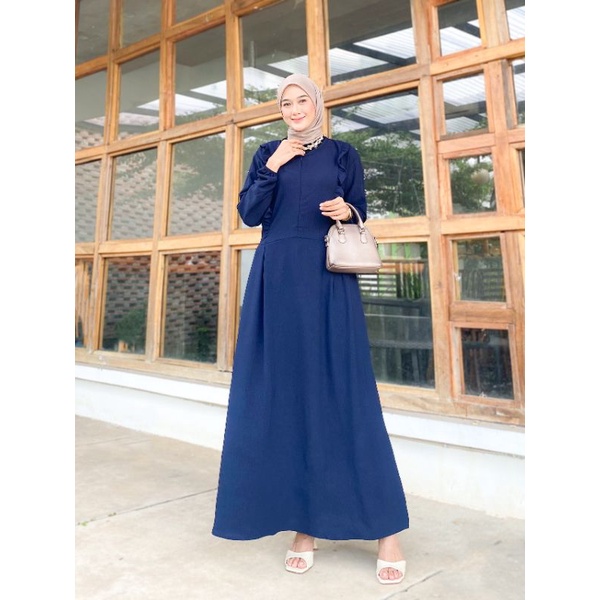 Irina Gamis Cantik Dress Simpel Polos Cringkle