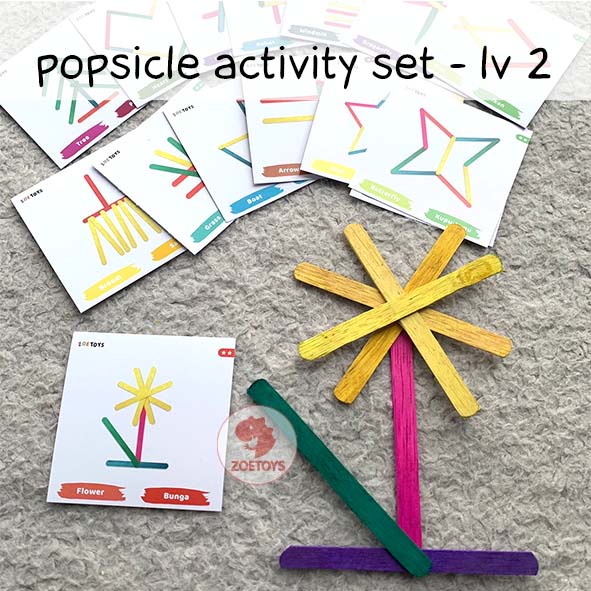 Zoetoys Popsicle Warna Natural | Kids Activity Card Stik Kayu untuk Es Krim | Stick Ice Cream Kartu Aktivitas Mainan Edukasi Anak