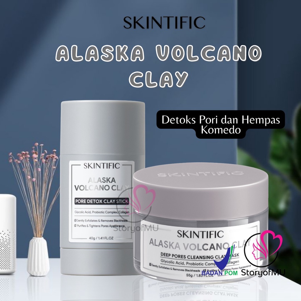 SKINTIFIC Alaska Volcano Pore Detox Clay Stick 40g | Deep Pores Cleansing Mud Mask 55g | Masler Mud 