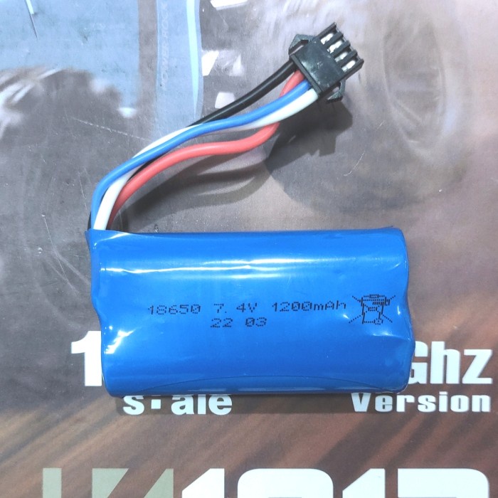 Baterai Mainan Li-Ion 18650 7.4V 1200Maah Sm 4P Rc Car 1813 Heliway #Original