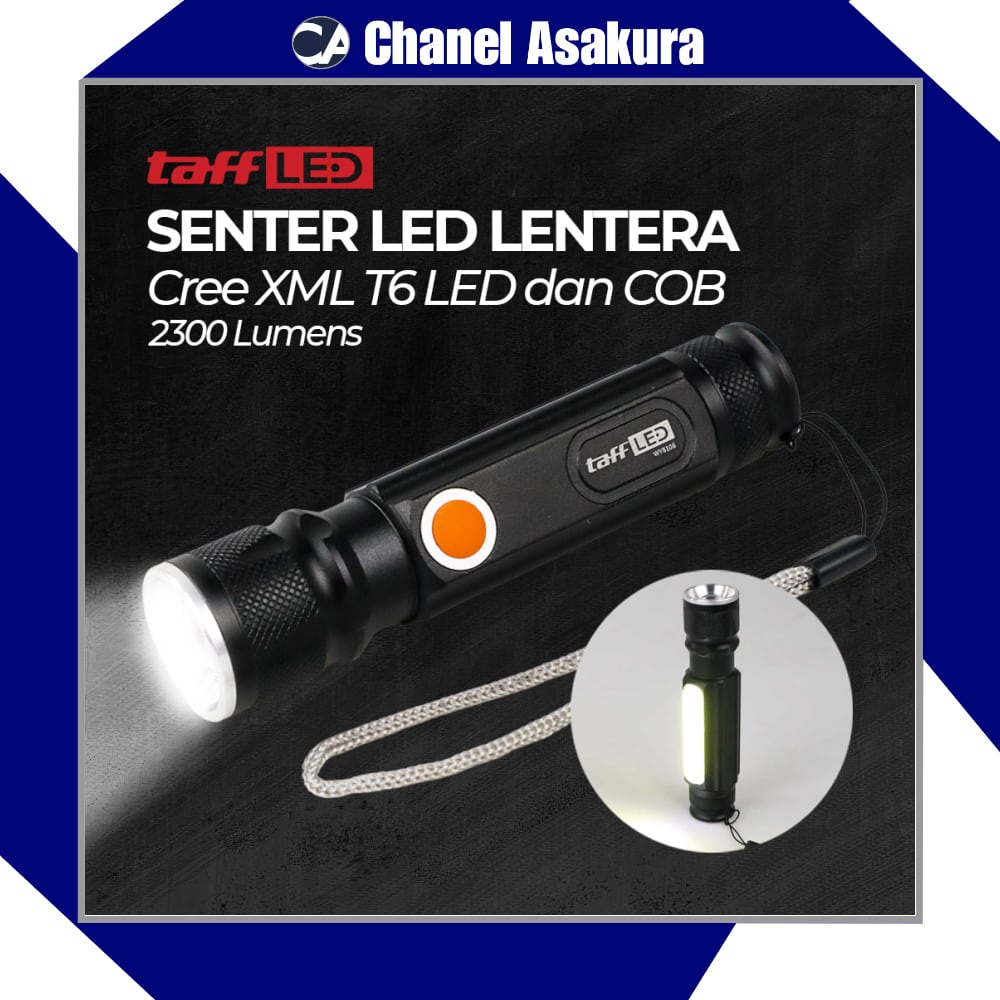 Senter LED Lentera USB T6 + COB 2300 Lumens - WY8106