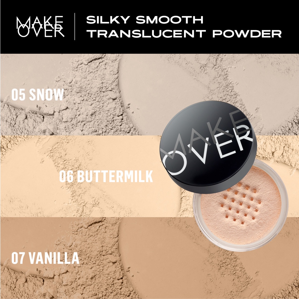 MAKE OVER Silky Smooth Translucent Powder - Bedak tabur BEST SELLER lembut ringan oil control menghaluskan makeup natural non-comedogenic Image 5