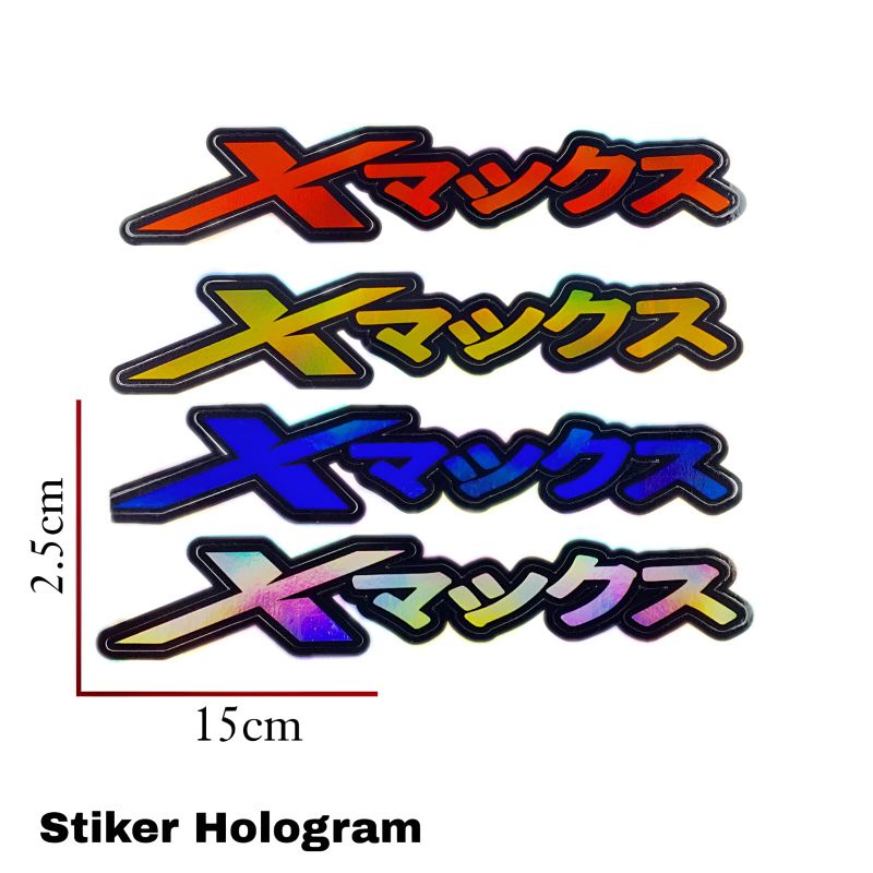 stiker hologram nyala tulisan xmax jepang atau japan 3D
