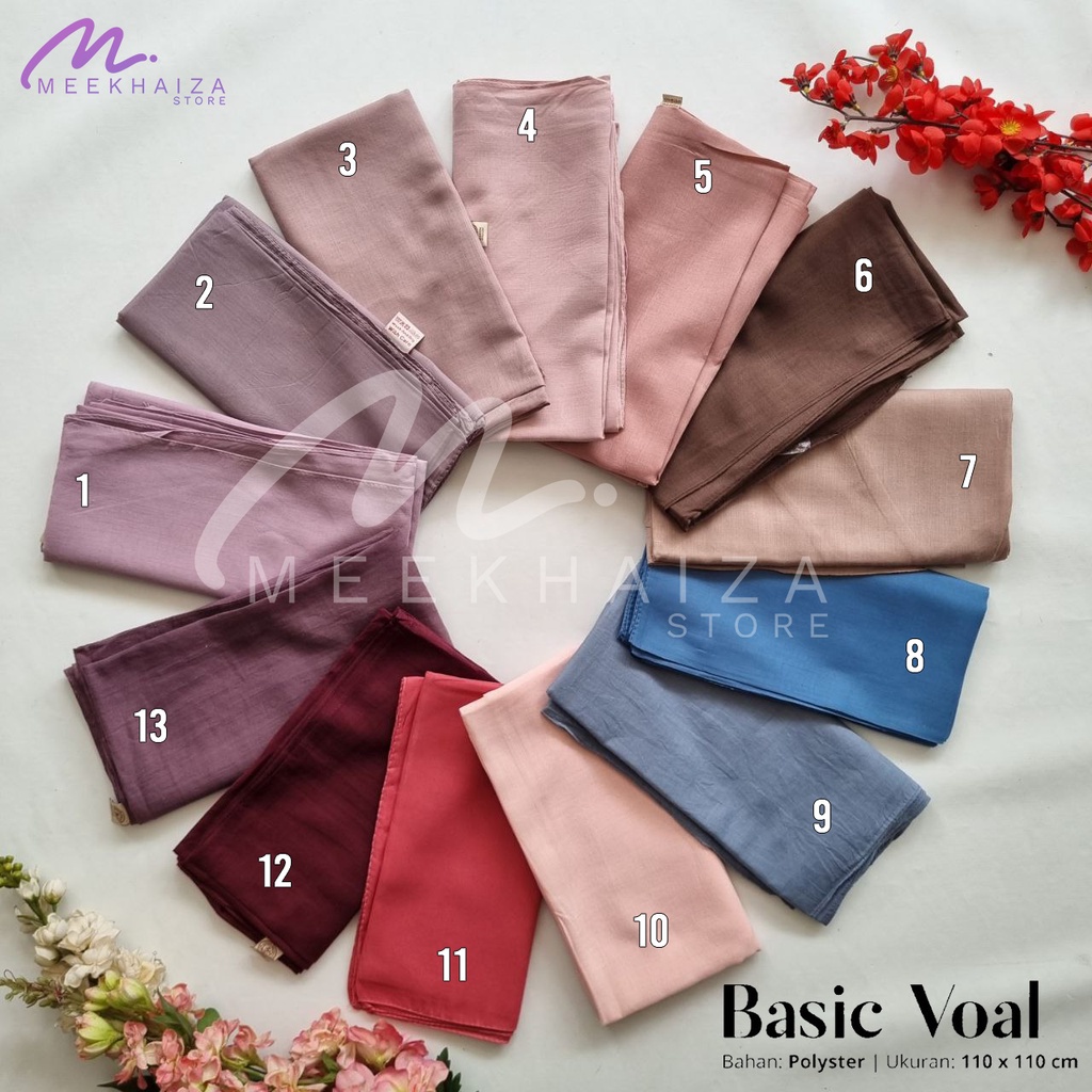 Hijab Segiempat Polos Voal Basic Jahit Tepi Original Umama Bahan Polyster / Jilbab Segi empat Basic 