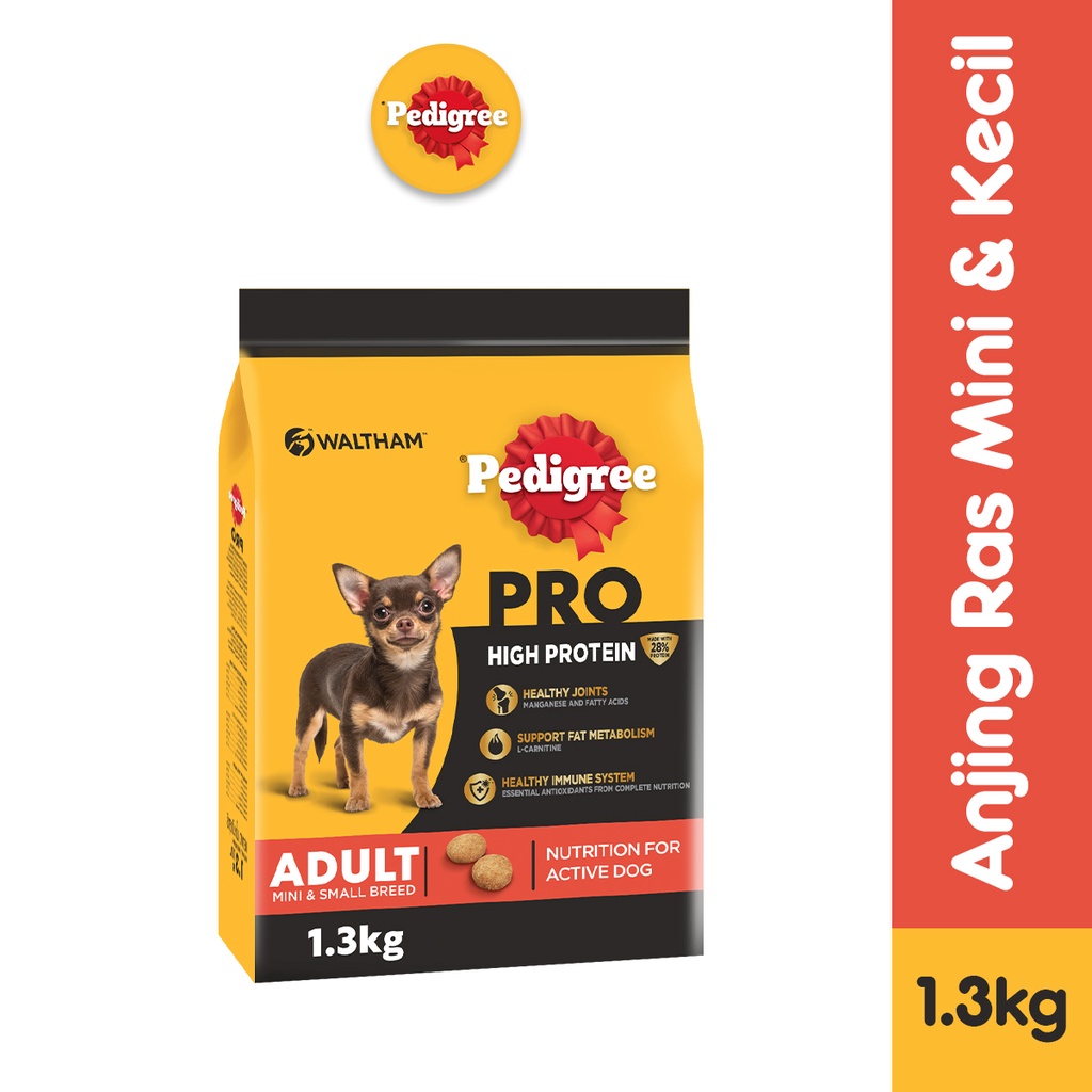 

23bagusmenshop - Pedigree Pro High Protein 1.3kg Makanan Anjing Kering Ras Kecil & Mini