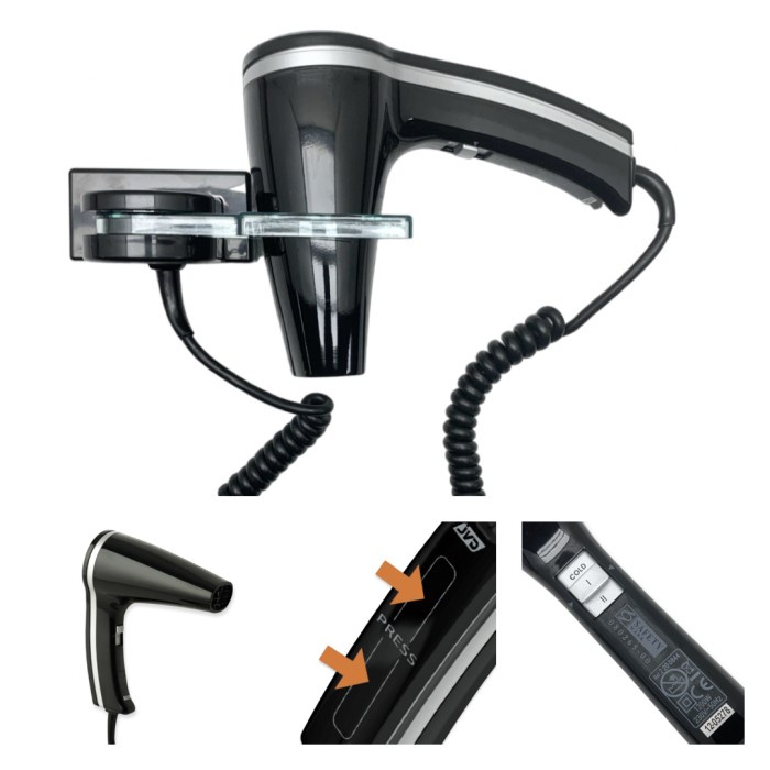 Hairdryer Jvd Eden Plus 1200W, Hitam + Wall-Mounted Holder (Hd-1)Am