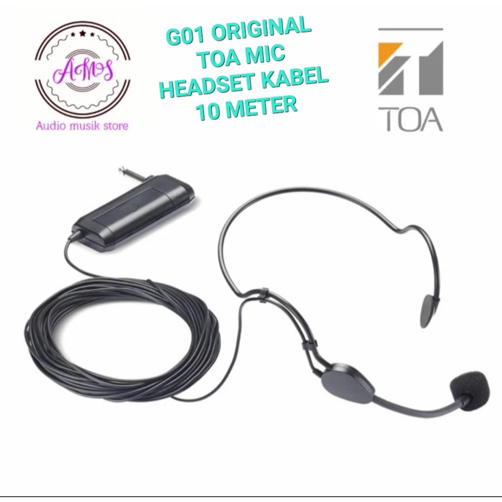 G01 ORIGINAL TOA MIC KABEL HEADSET 10 METER BANDO KLIP CLIP BLACKSPIDER MIK MIKROPON MIKROPHONE CABL