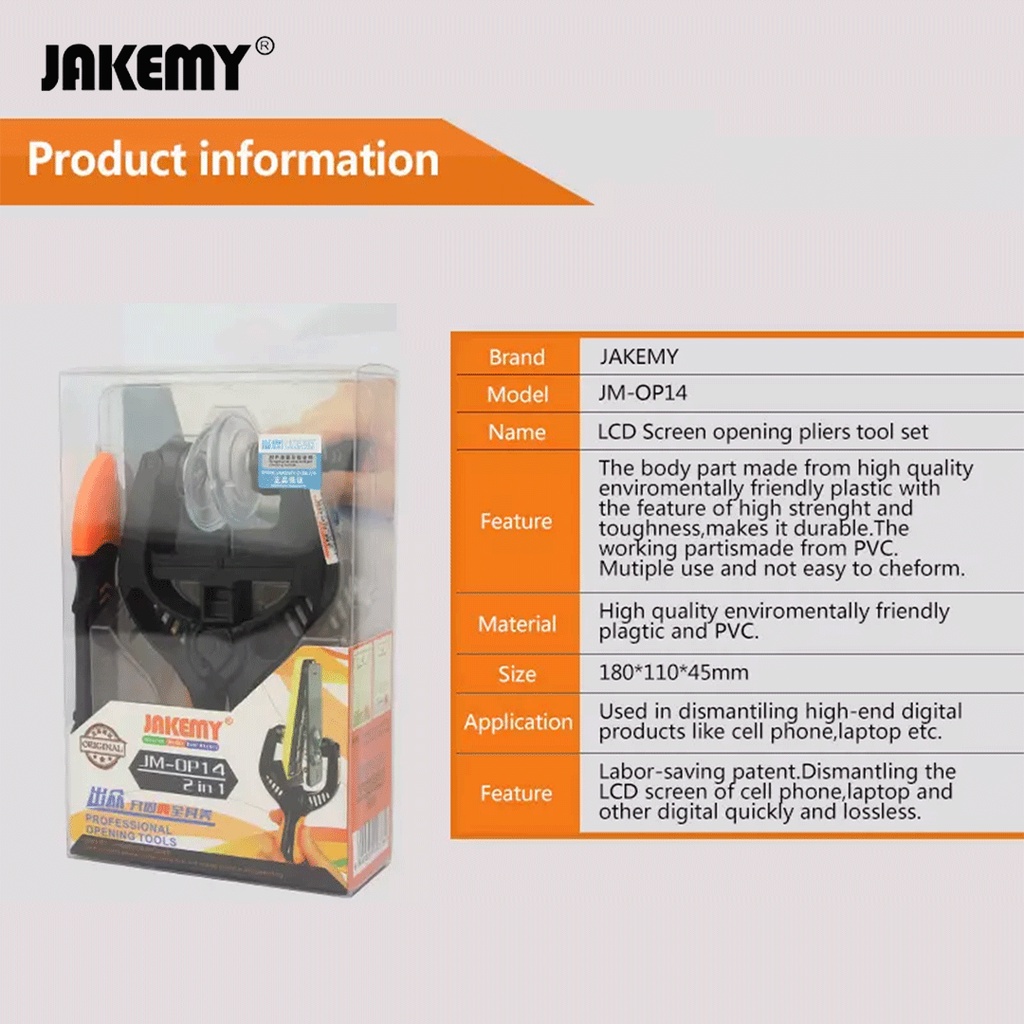 Jakemy Pembuka Layar LCD Handphone / Opening Priying Tool Original JM-OP14