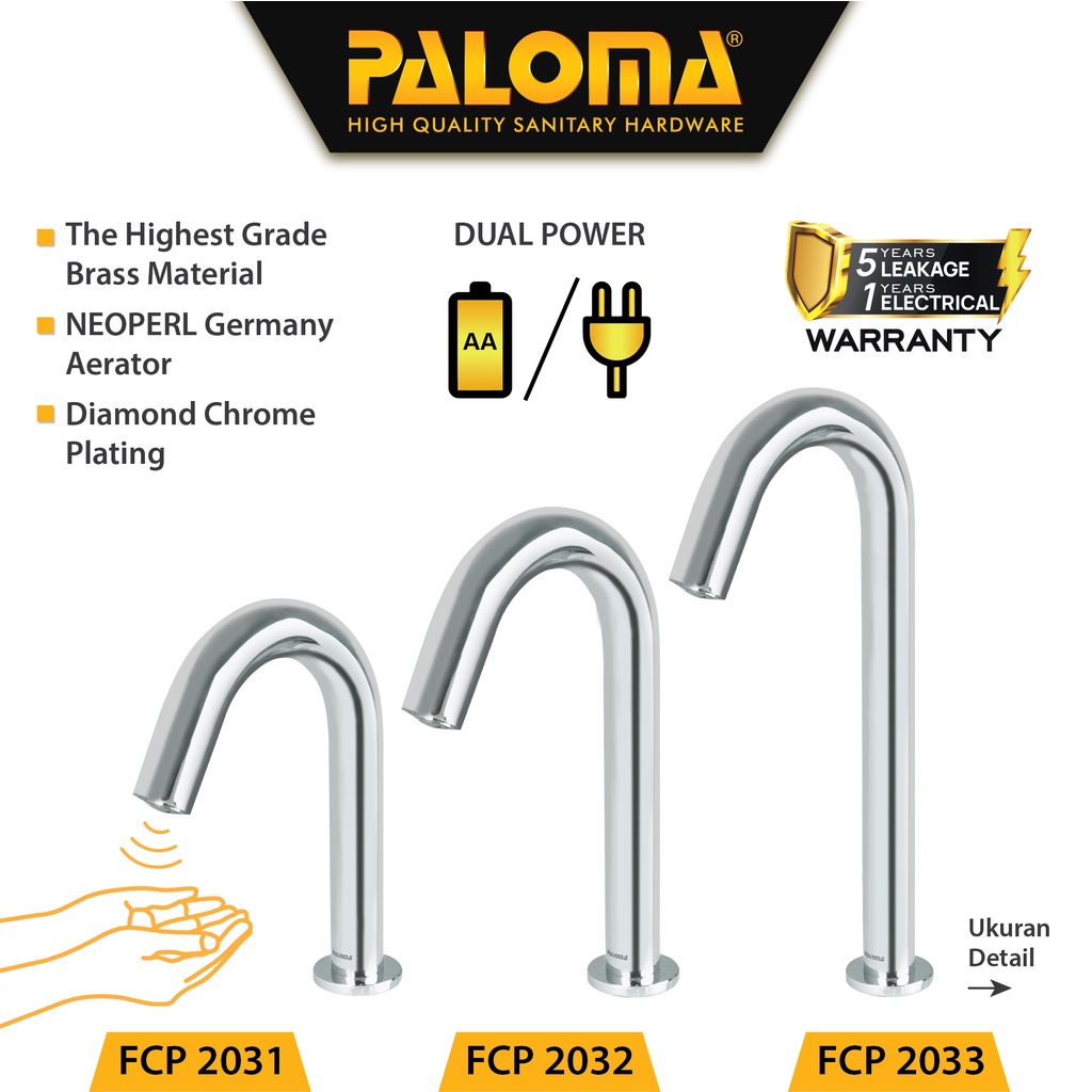 PALOMA Keran Sensor Otomatis Kran Cuci Tangan Wastafel Auto FCP 203 - FCP 2031 Short