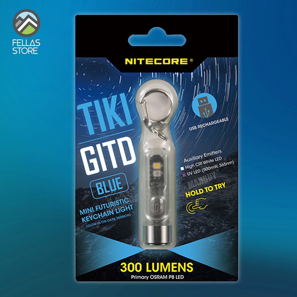 Nitecore - Tiki GITD Blue 300 Lumens