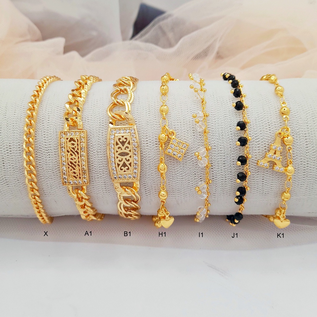 Gelang Xuping Wanita Rantai Gold Bola Mata Jurai Lapis Emas Imitasi - BB094