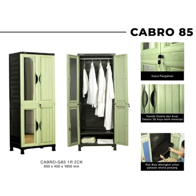 Lemari Gantung Gamis/Gaun/Dress Kunci+Kaca Napolly G-26 C