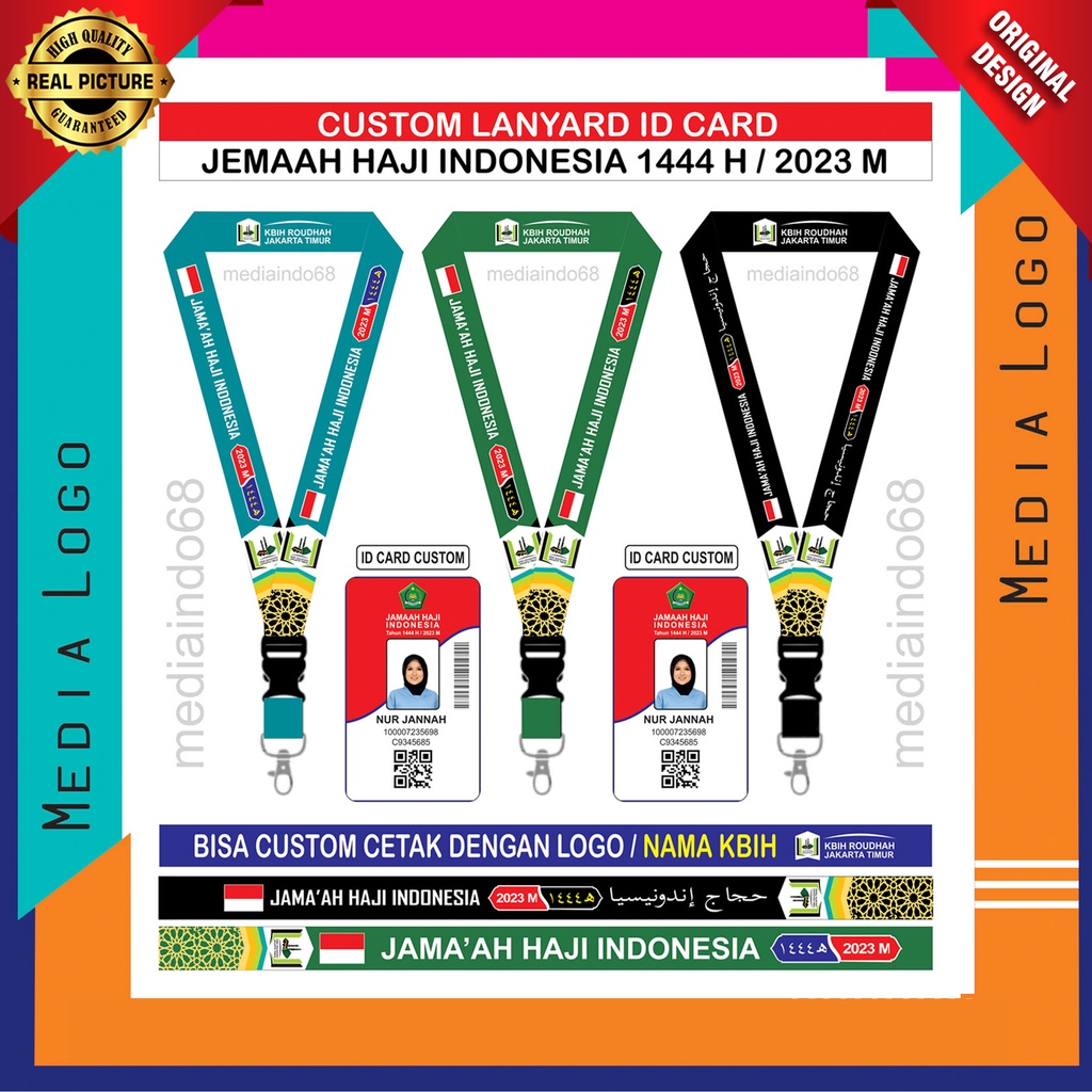 

(Paket Custom) Custom Lanyard Printing ID CARD | Strap HP/Flashdisk | Jemaah Haji-Umroh (Model Baru)