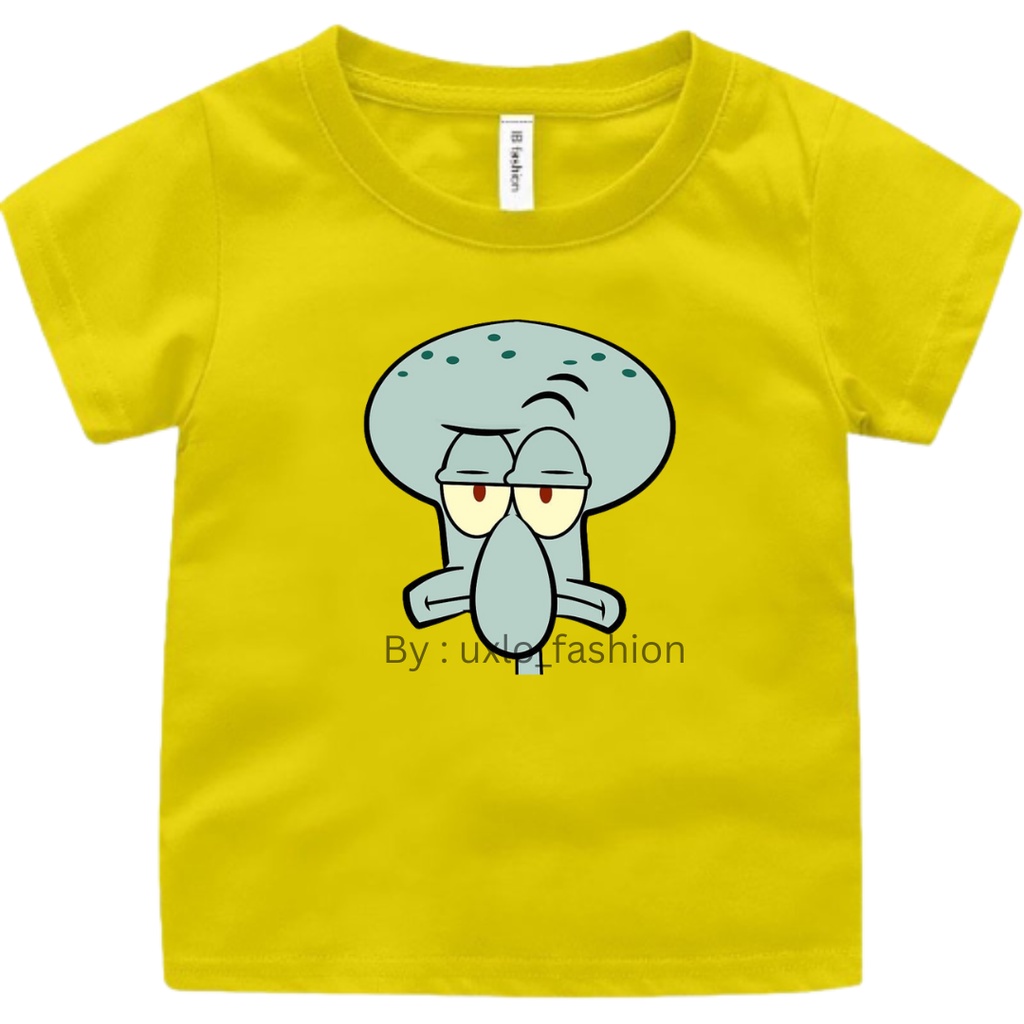 Baju Oblong Murah Anak Cewe Dan Cowo Unisex Umur 2-9 Tahun Motif Kartun Lucu Squid Uxlo Fashion