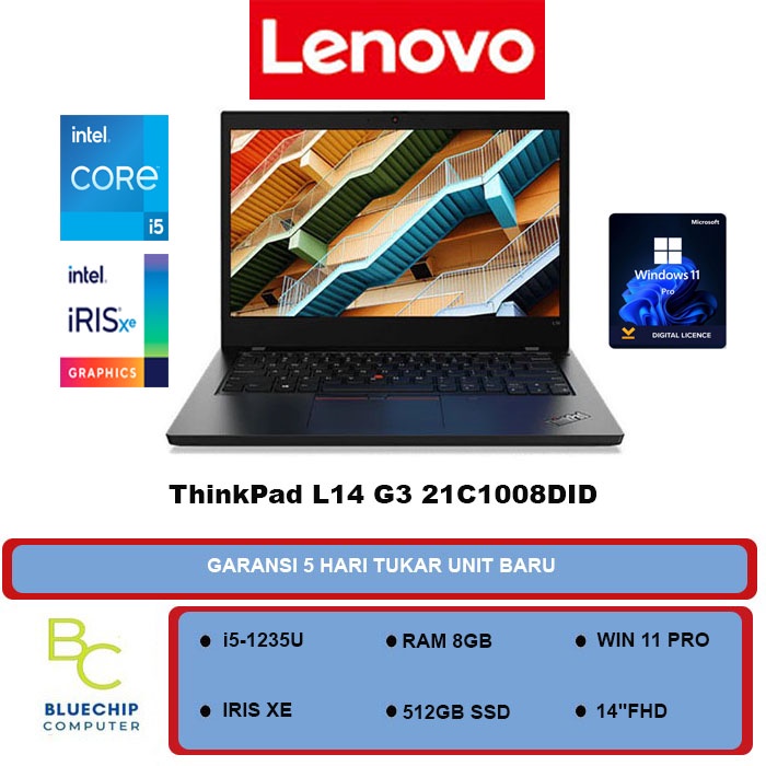 LAPTOP Lenovo ThinkPad L14 G3 8DID-i5-1235U 8GB 512GB 14"FHD W11PRO