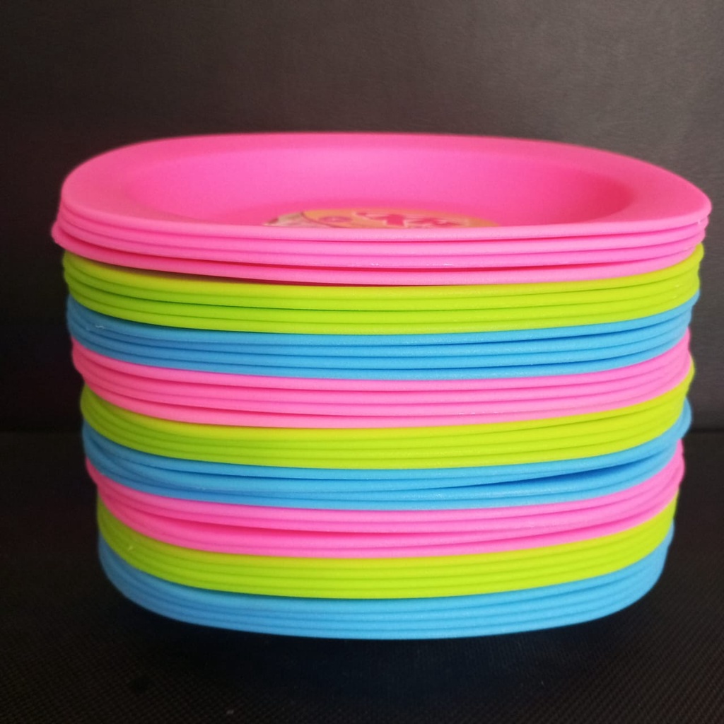 ( 1 LUSIN ) piring makan plastik/piring orion kh no 8/piring plastik segi