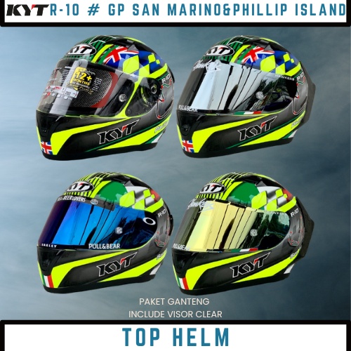 HELM KYT R10 SERI GP SAN MARINO & PHILLIP ISLAND PAKET GANTENGKYT FULL FACE PHILLIP ISLAND & SAN MAR