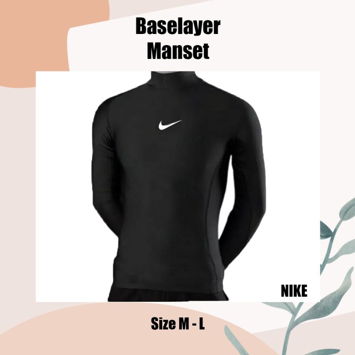 Manset Baselayer Baju kaos Nike lengan panjang hitam pria olahraga futsal