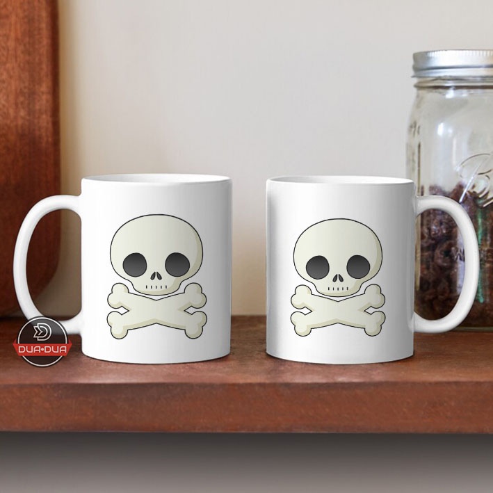 Mug Gelas skull and crossbones symbols signs